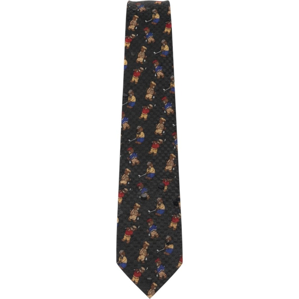 Museum Artifacts All Silk Men's Tie Black with Bears playing Golf